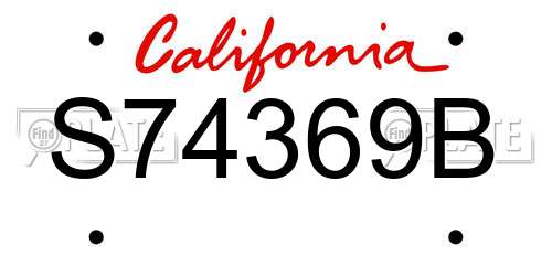 S74369B California License Plate