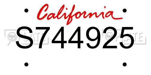 S744925 California License Plate