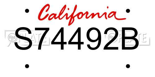 S74492B California License Plate