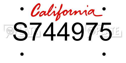 S744975 California License Plate