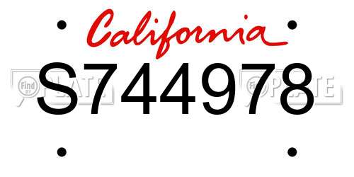 S744978 California License Plate