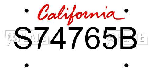 S74765B California License Plate