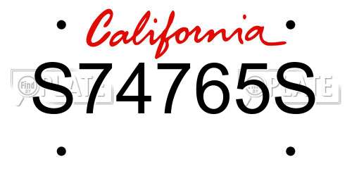 S74765S California License Plate