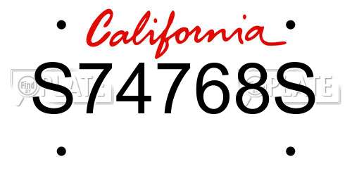 S74768S California License Plate