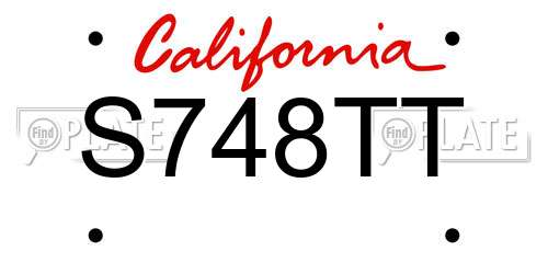 S748TT California License Plate