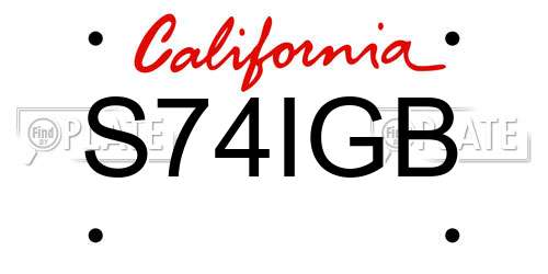 S74IGB California License Plate