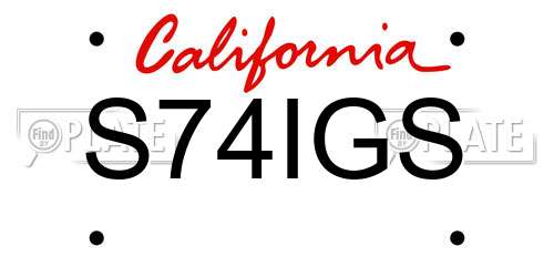 S74IGS California License Plate