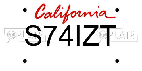 S74IZT California License Plate