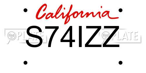 S74IZZ California License Plate