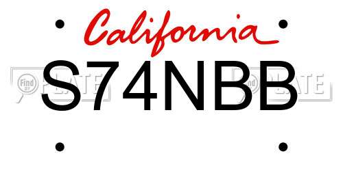 S74NBB California License Plate