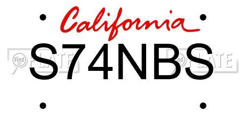 S74NBS California License Plate