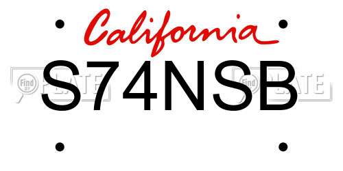 S74NSB California License Plate