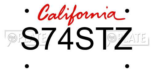 S74STZ California License Plate