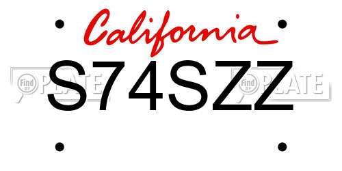 S74SZZ California License Plate
