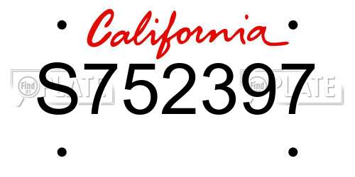 S752397 California License Plate
