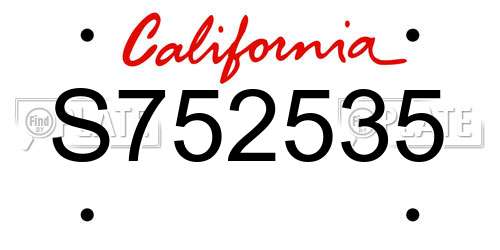 S752535 California License Plate