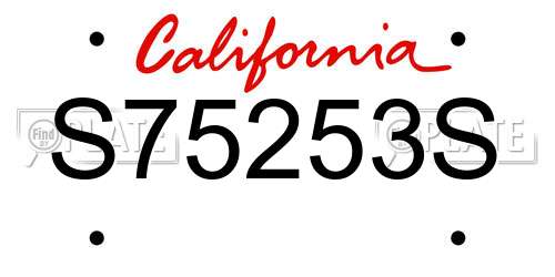 S75253S California License Plate
