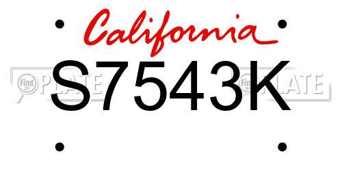 S7543K California License Plate