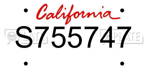 S755747 California License Plate