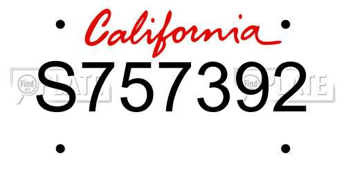 S757392 California License Plate