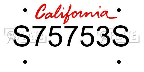S75753S California License Plate