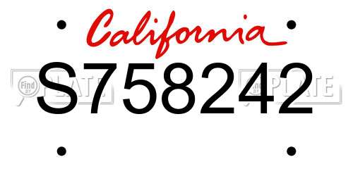 S758242 California License Plate