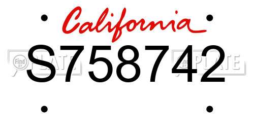 S758742 California License Plate