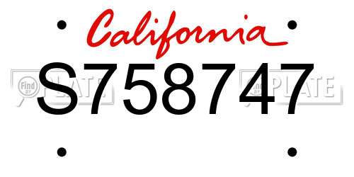 S758747 California License Plate