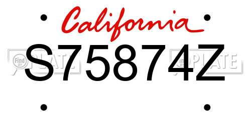 S75874Z California License Plate