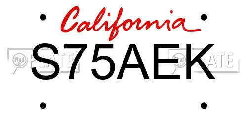 S75AEK California License Plate