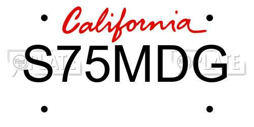 S75MDG California License Plate