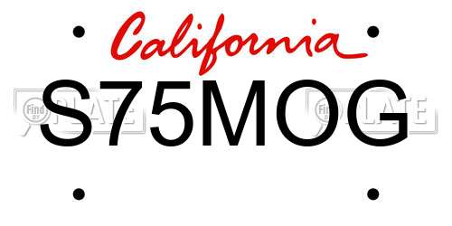 S75MOG California License Plate