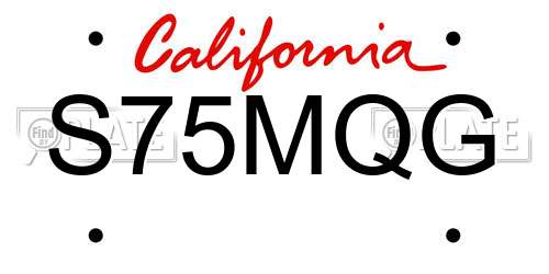 S75MQG California License Plate