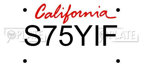 S75YIF California License Plate