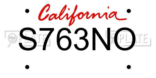 S763NO California License Plate