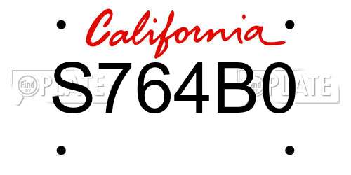 S764B0 California License Plate