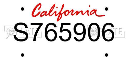 S765906 California License Plate
