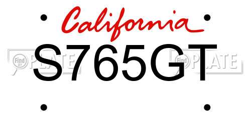 S765GT California License Plate