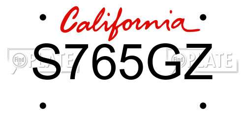 S765GZ California License Plate