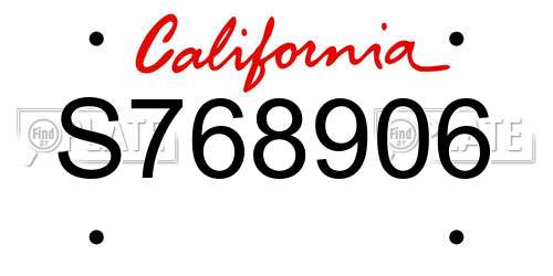 S768906 California License Plate