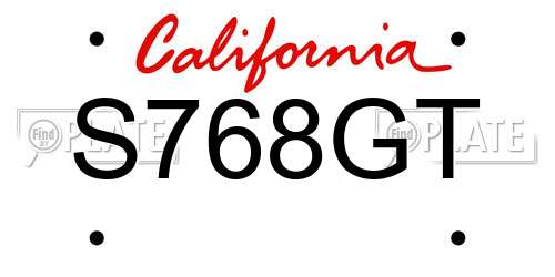 S768GT California License Plate