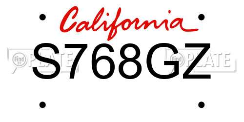 S768GZ California License Plate