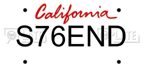 S76END California License Plate