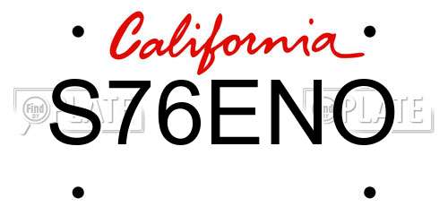 S76ENO California License Plate