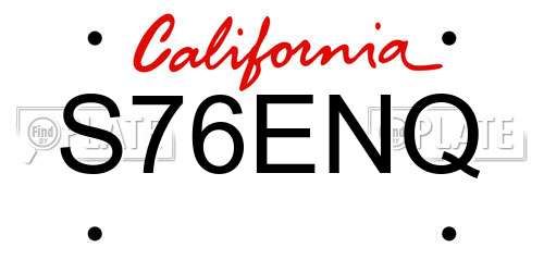 S76ENQ California License Plate