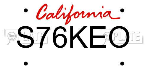 S76KEO California License Plate