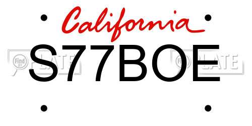 S77BOE California License Plate