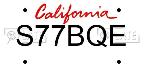 S77BQE California License Plate