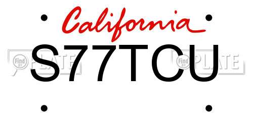S77TCU California License Plate