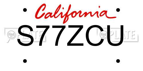 S77ZCU California License Plate